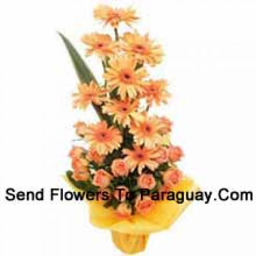 Orange Roses and Gerberas Big Basket