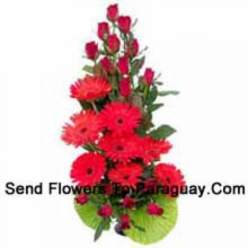 Radiant Red Roses and Gerberas