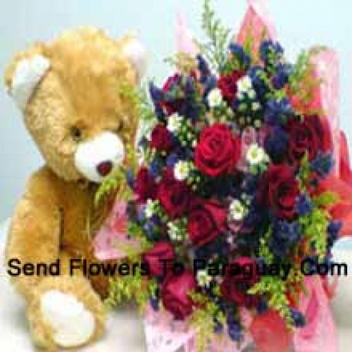 12 Red Roses with Sweet Teddy